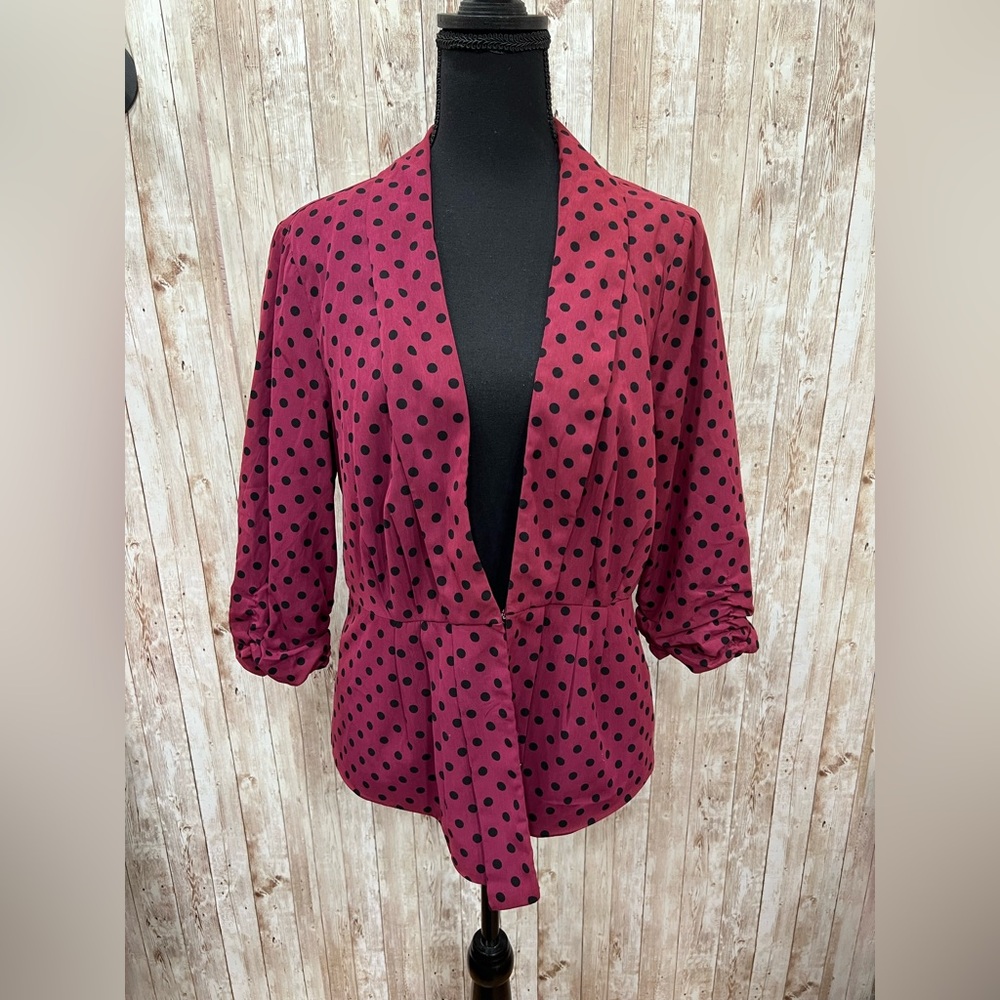Large berry polka‎ dot blazer -Size L